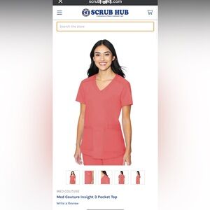 Med Couture Coral Scrub Top (size Medium)